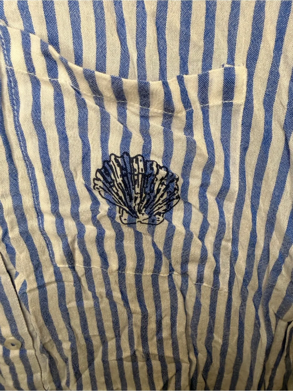 blue island Blue & White Striped Women's Swim Coverup Shirt